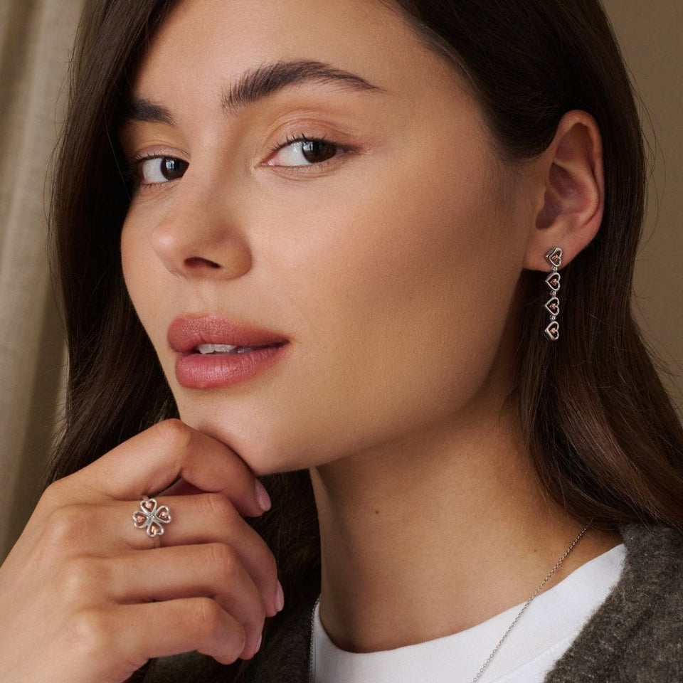 Clogau Tree of Life Silver Heart Drop Earrings