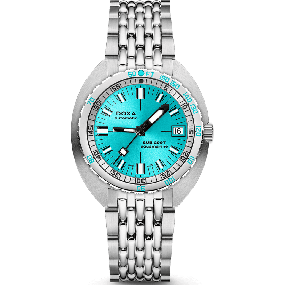 Doxa Men's SUB 200T Aquamarine 39mm Blue Sunray Dial Watch