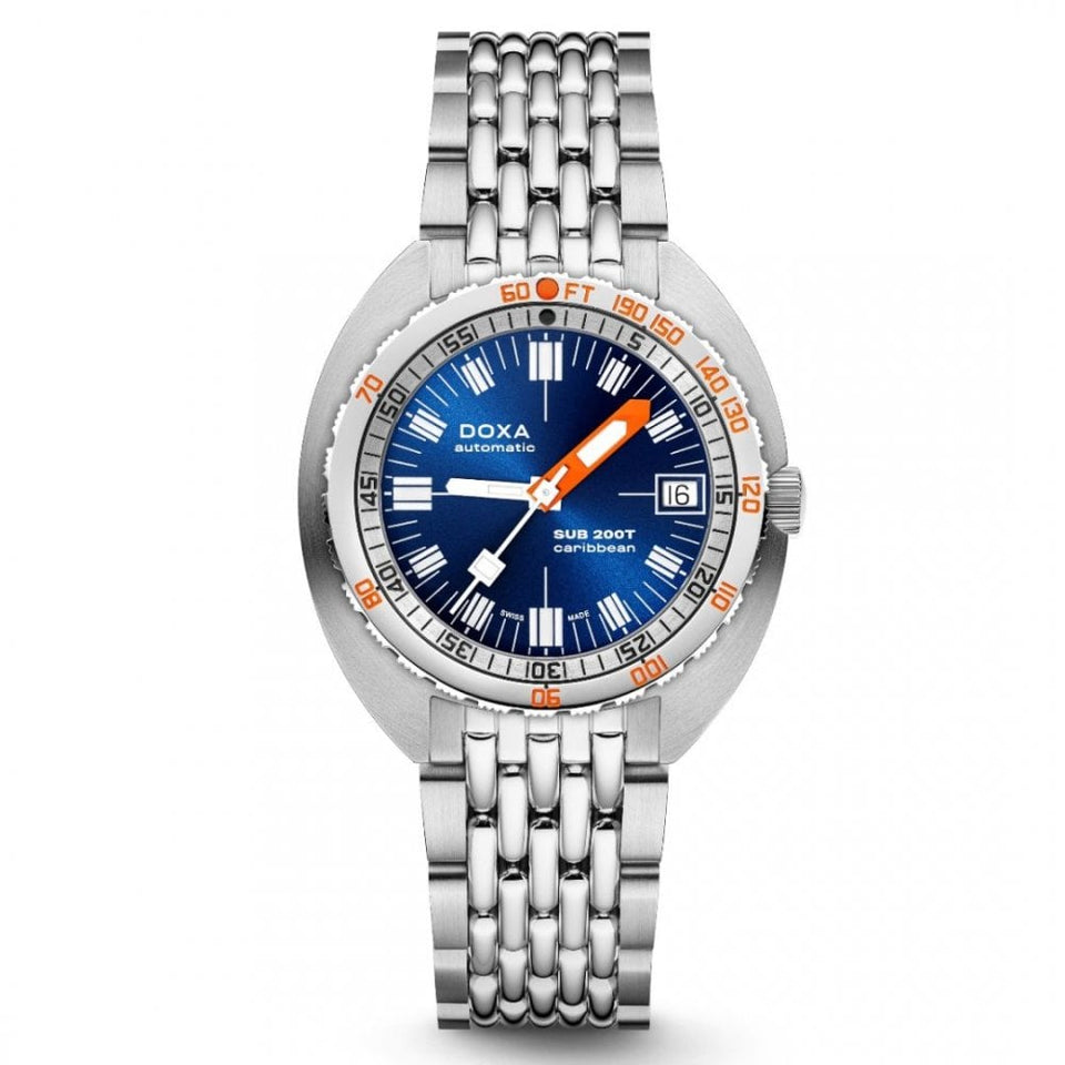 Doxa Men's SUB 200T Caribbean 39mm Blue Sunray Dial Watch