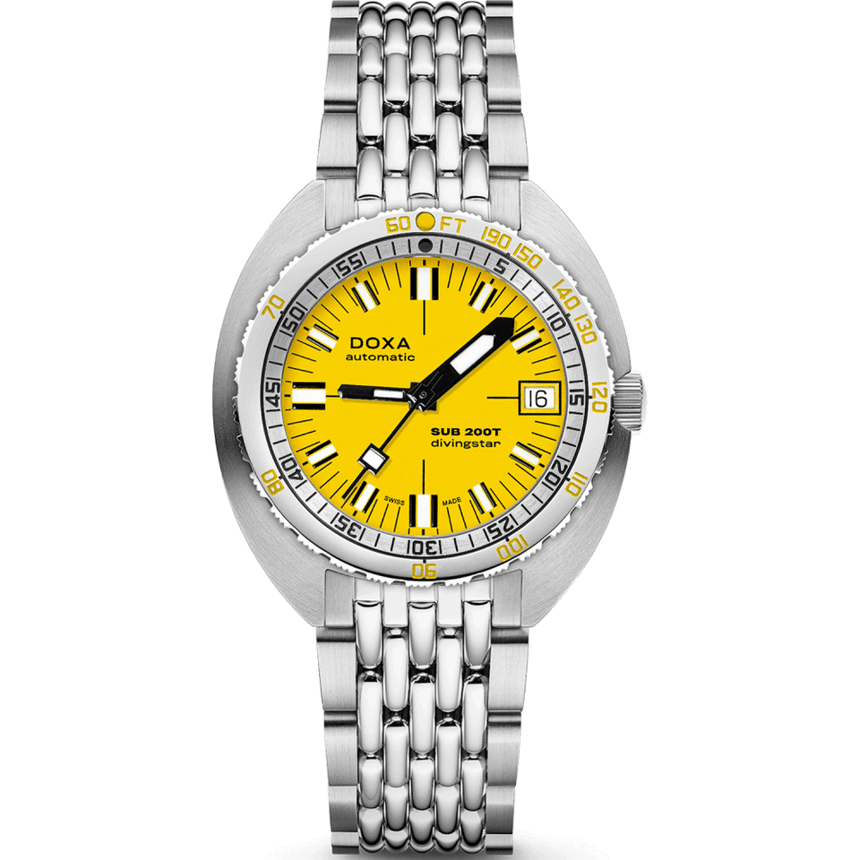 Doxa Men's SUB 200T Divingstar 39mm Yellow Iconic Dial Watch