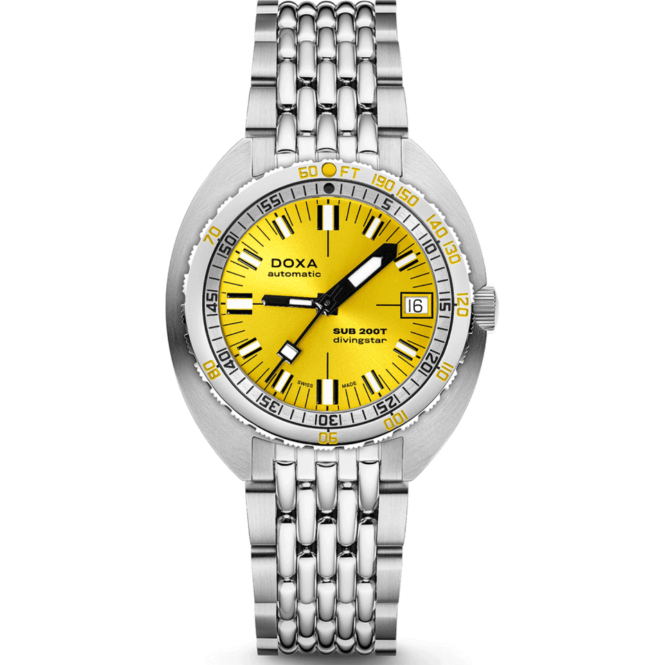 Doxa Men's SUB 200T Divingstar 39mm Yellow Sunray Dial Watch