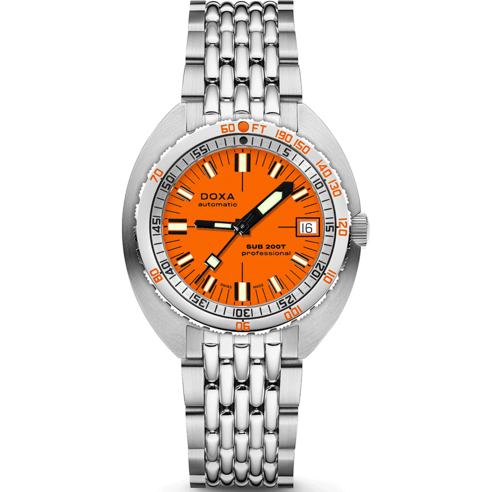 Doxa Men's SUB 200T Professional 39mm Orange Iconic Dial Watch