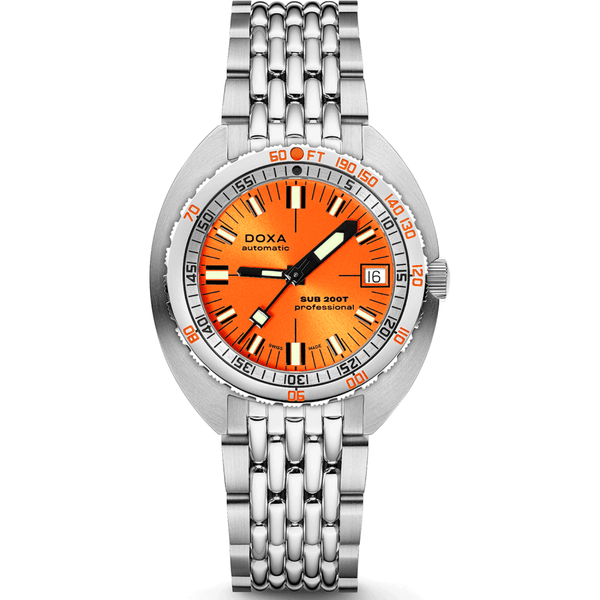 Doxa Men's SUB 200T Professional 39mm Orange Sunray Dial Watch