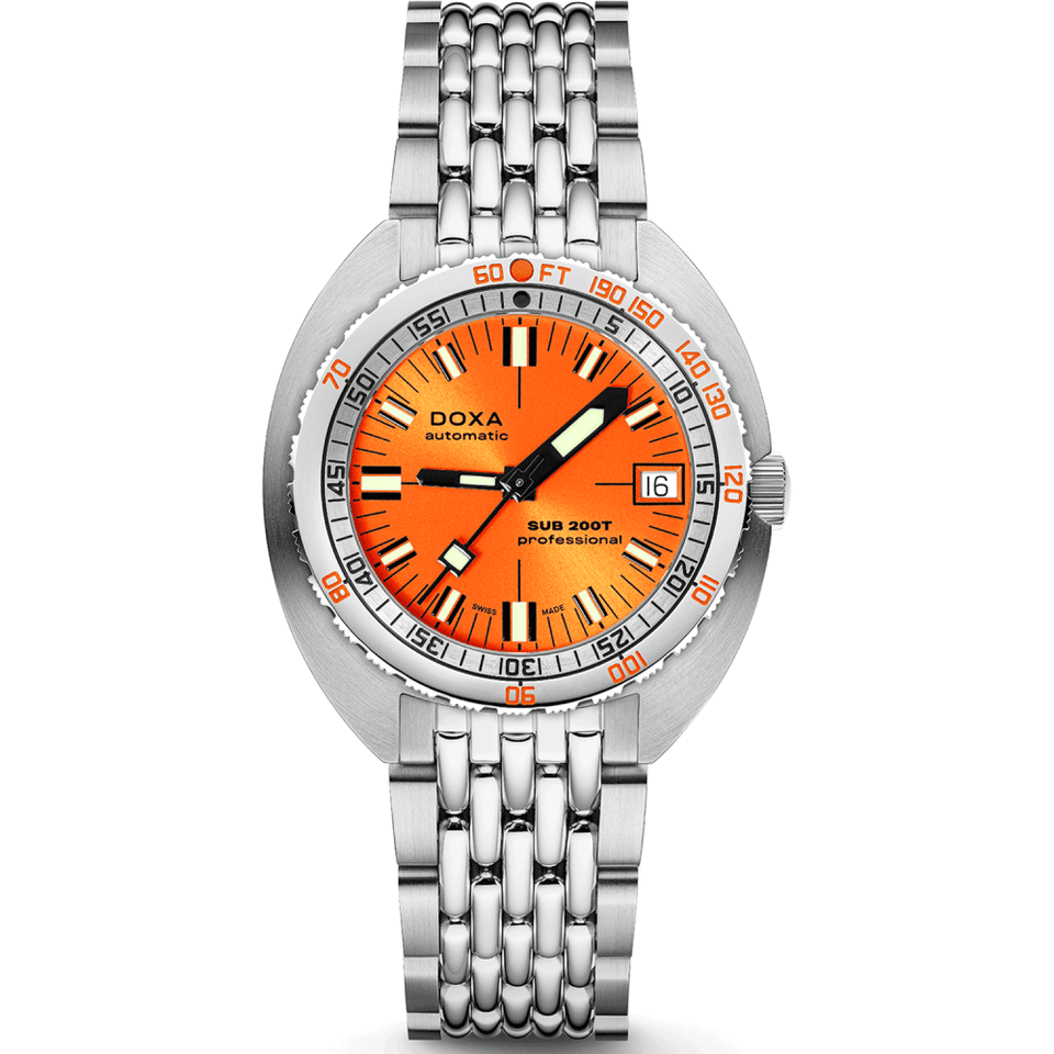 Doxa Men's SUB 200T Professional 39mm Orange Sunray Dial Watch