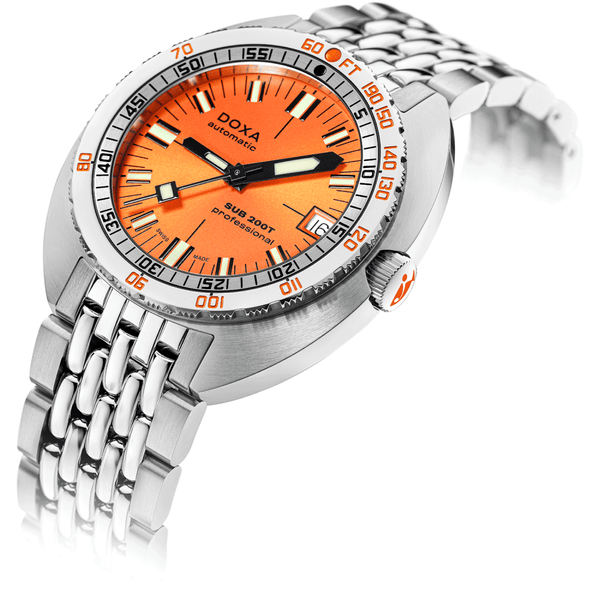 Doxa Men's SUB 200T Professional 39mm Orange Sunray Dial Watch