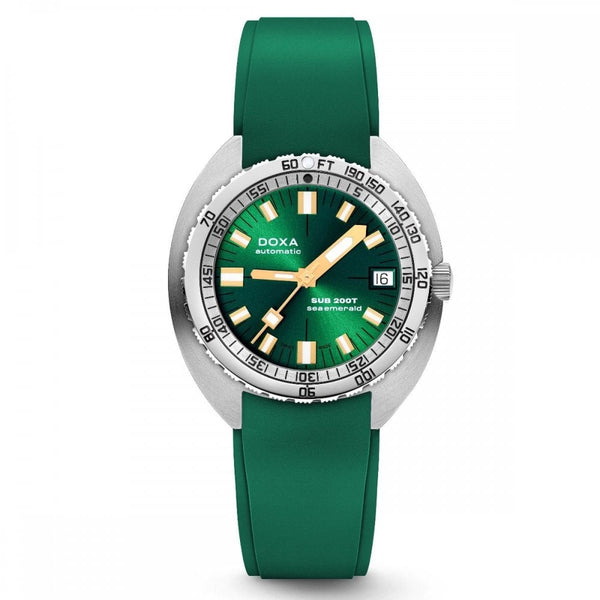 Doxa Men's SUB 200T Sea Emerald 39mm Green Sunray Dial Rubber Strap Watch