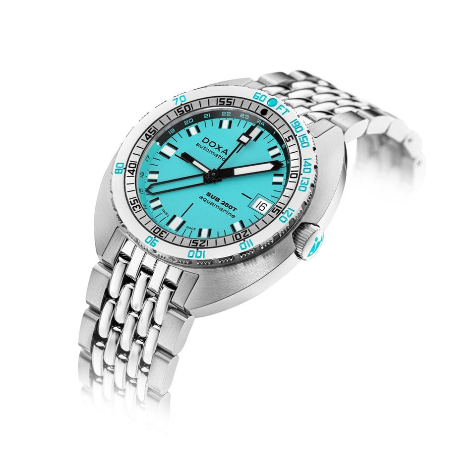 Doxa Men's SUB 250T GMT 40mm Aquamarine Watch