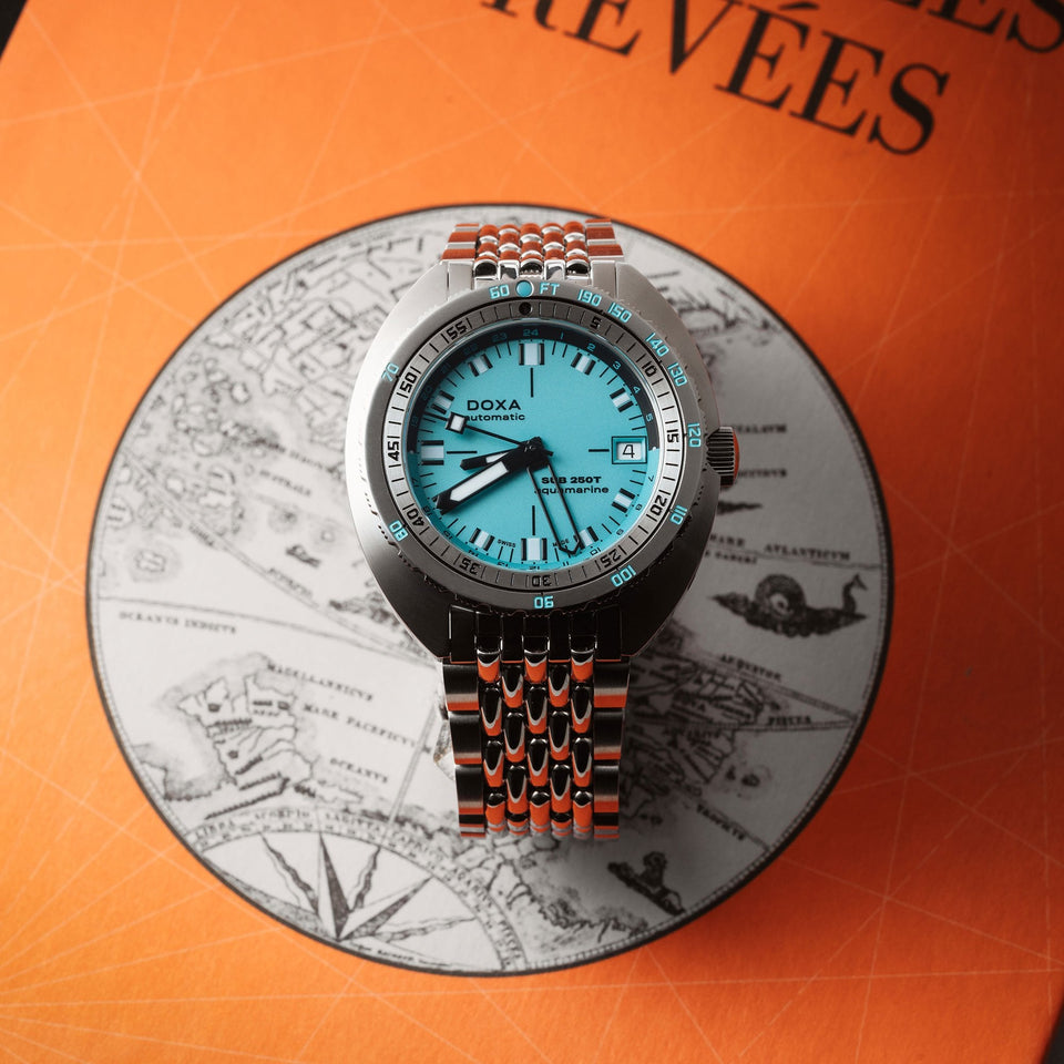 Doxa Men's SUB 250T GMT 40mm Aquamarine Watch
