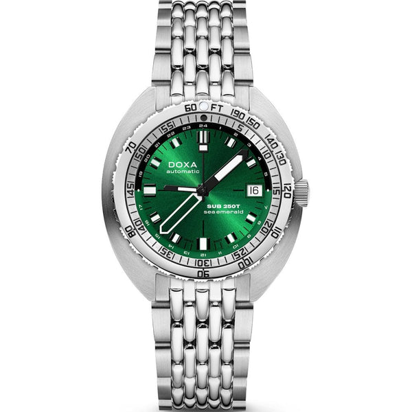 Doxa Men's SUB 250T GMT 40mm Sea Emerald Watch
