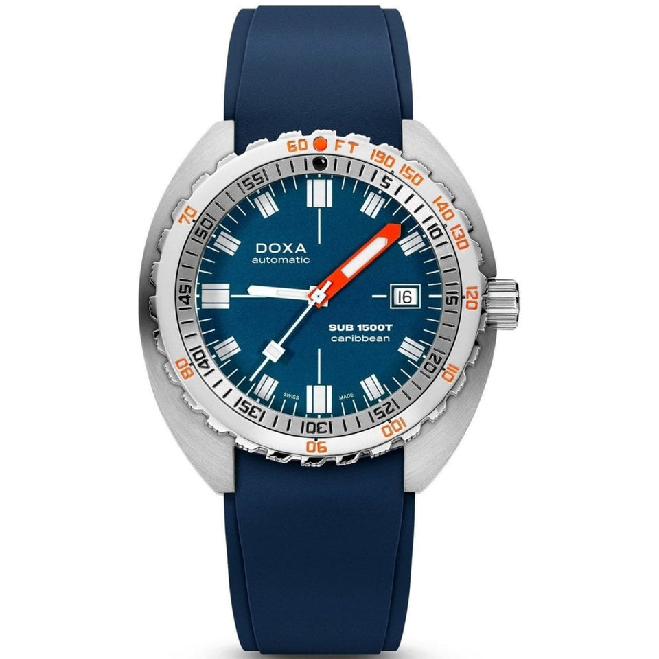 Doxa SUB 1500T Caribbean Rubber Watch, Blue