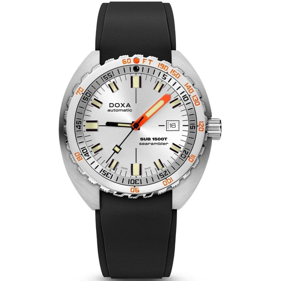 Doxa SUB 1500T Searambler Rubber Watch, Silver