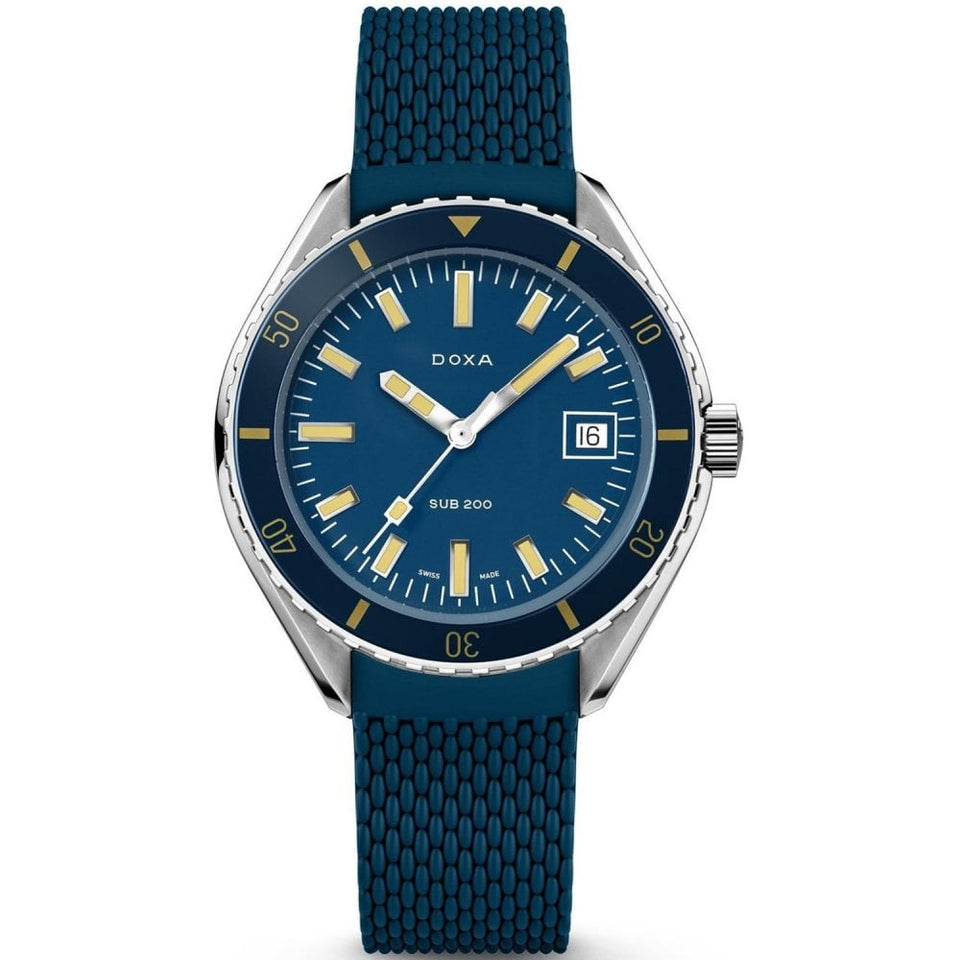 Doxa SUB 200 Caribbean Rubber Watch, Blue