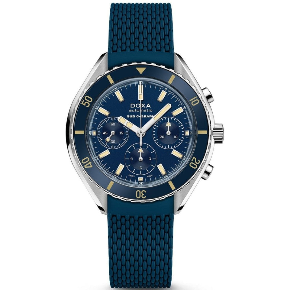 Doxa SUB 200 Chronograph Caribbean Rubber Watch, Blue