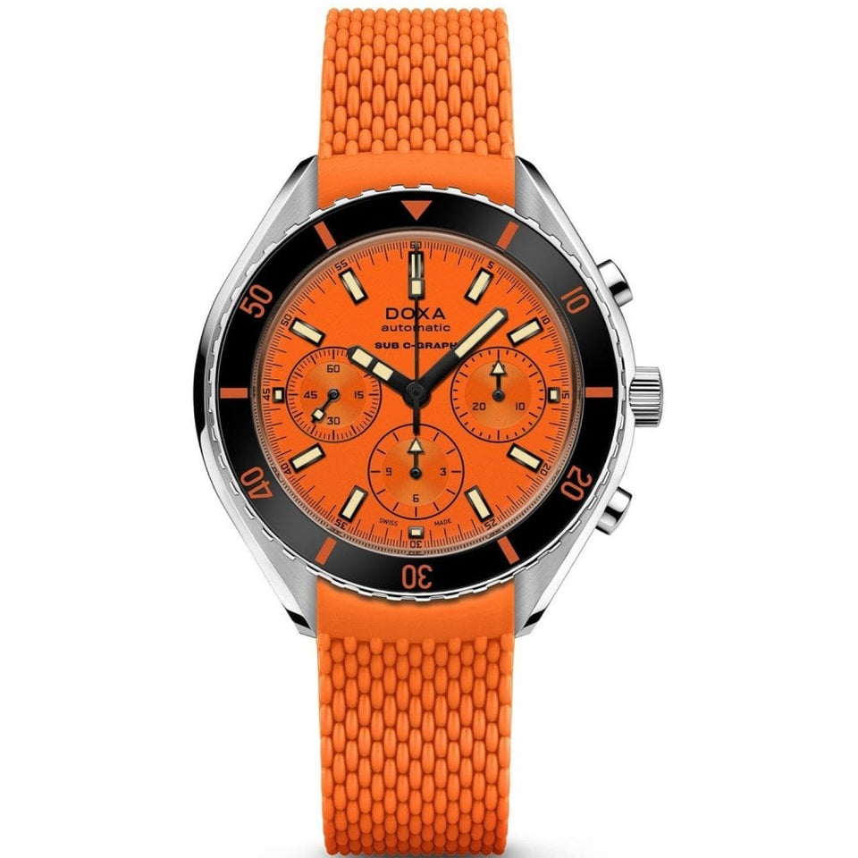 Doxa SUB 200 Chronograph Professional Rubber Watch, Orange