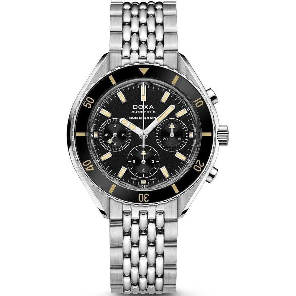 Doxa SUB 200 Chronograph Sharkhunter Bracelet Watch, Black