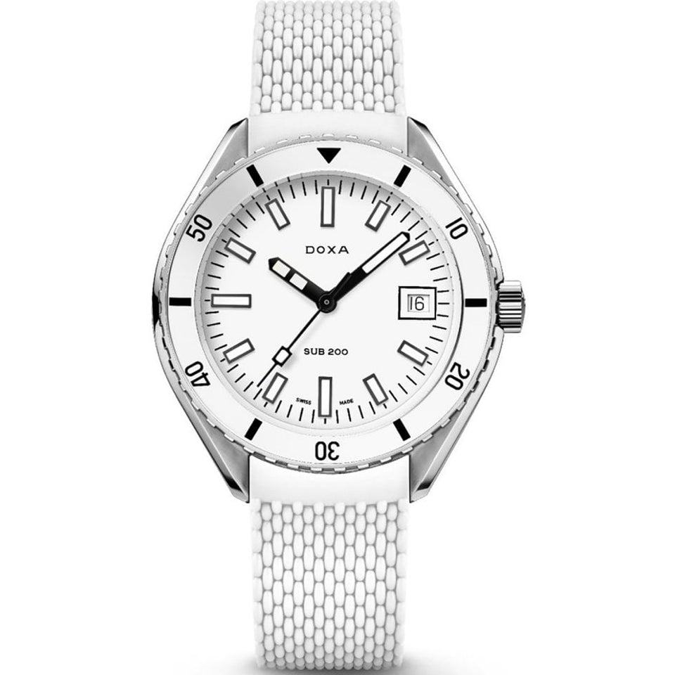 Doxa SUB 200 Divingstar Rubber Watch, White