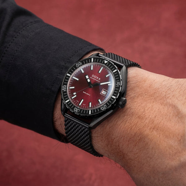 Doxa SUB 200 II Redcoral Men's Black Mesh Bracelet Watch