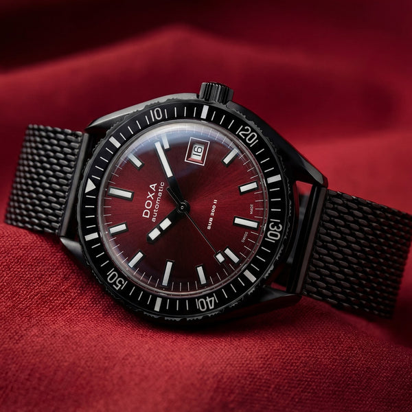 Doxa SUB 200 II Redcoral Men's Black Mesh Bracelet Watch