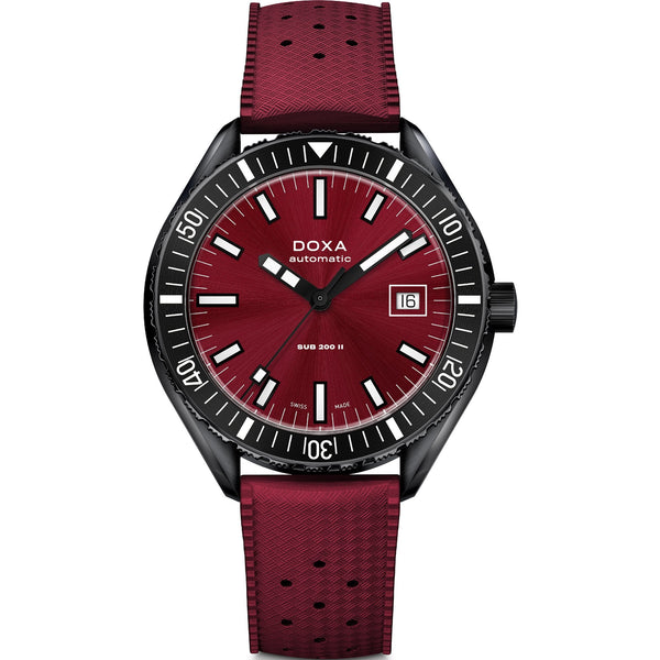 Doxa SUB 200 II Redcoral Men's Red Rubber Strap Watch