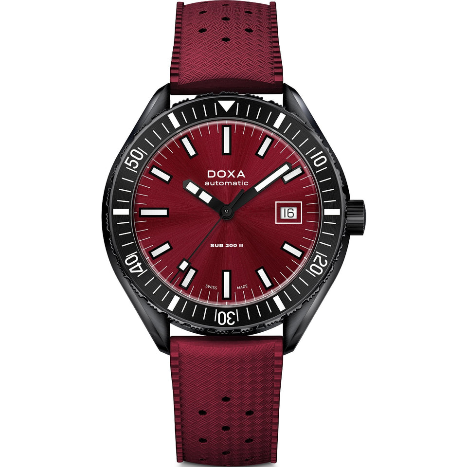 Doxa SUB 200 II Redcoral Men's Red Rubber Strap Watch