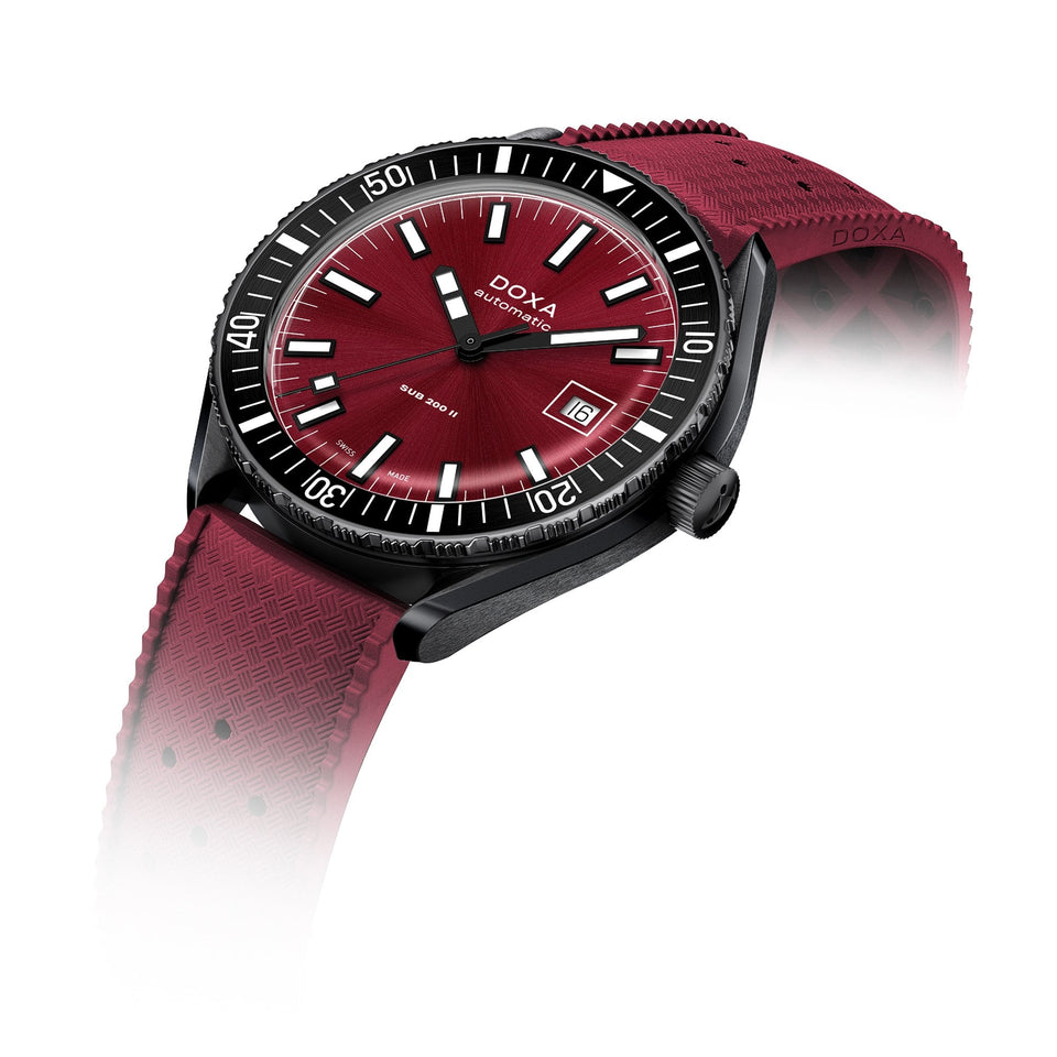 Doxa SUB 200 II Redcoral Men's Red Rubber Strap Watch