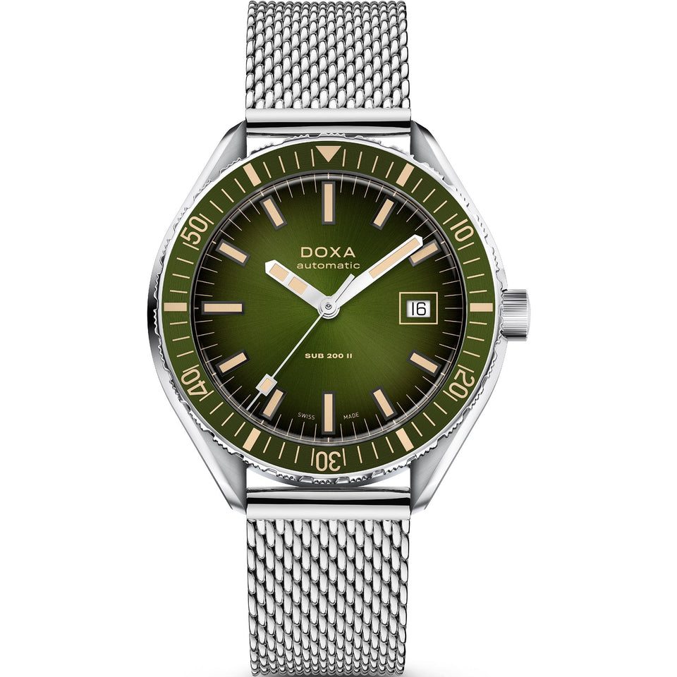 Doxa SUB 200 II Sea Emerald Men's Mesh Bracelet Watch