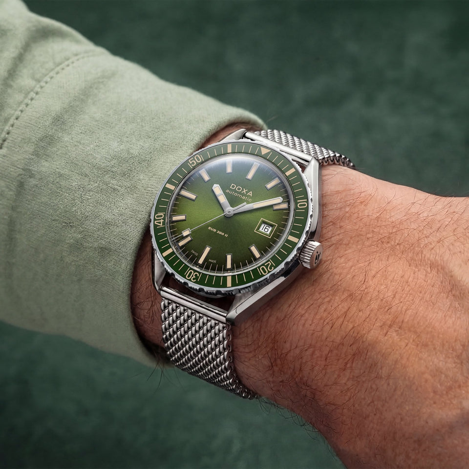Doxa SUB 200 II Sea Emerald Men's Mesh Bracelet Watch