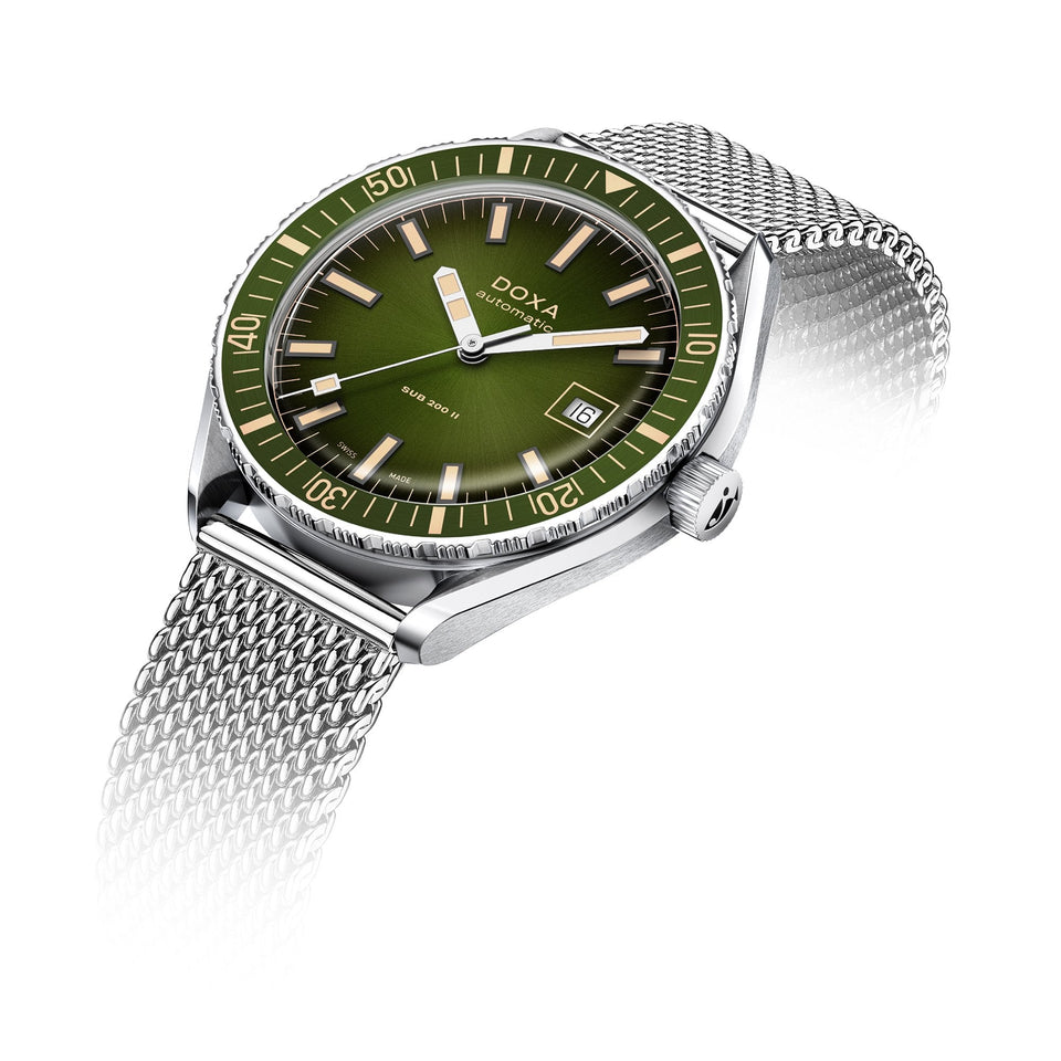 Doxa SUB 200 II Sea Emerald Men's Mesh Bracelet Watch