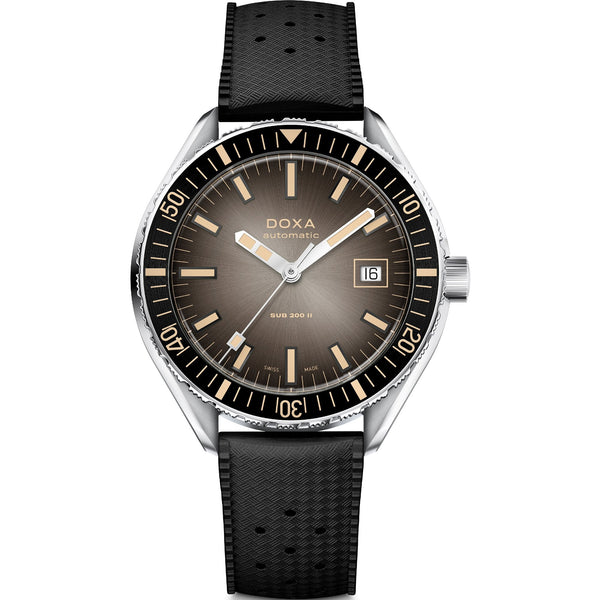 Doxa SUB 200 II Sharkhunter Vintage Black Bezel Men's Rubber Strap Watch