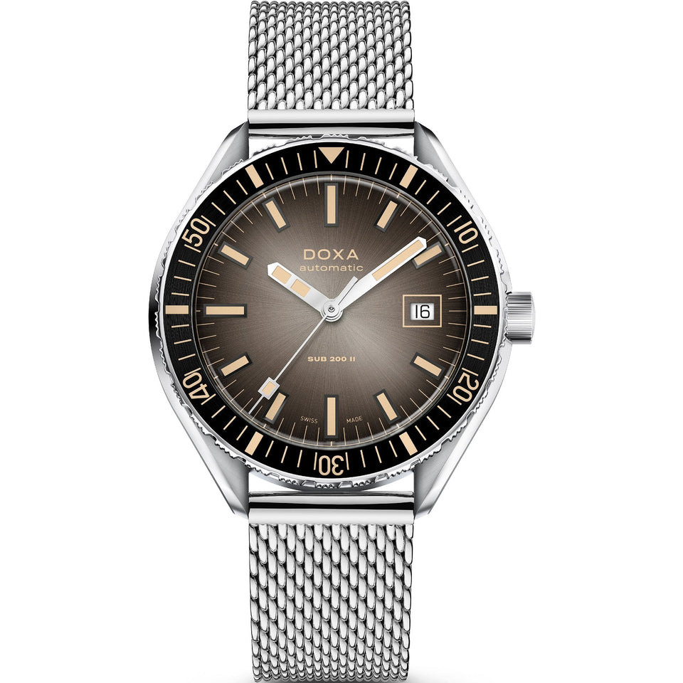 Doxa SUB 200 II Sharkhunter Vintage Mesh Bracelet Black Bezel Men's Watch