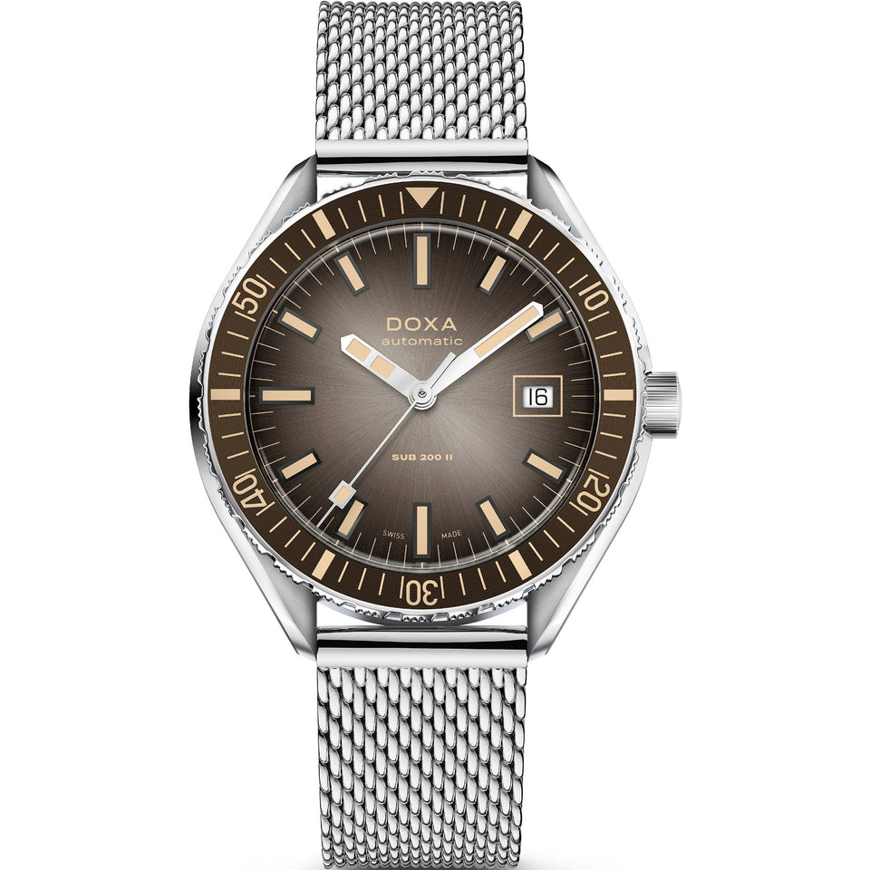 Doxa SUB 200 II Sharkhunter Vintage Mesh Bracelet Grey Bezel Men's Watch