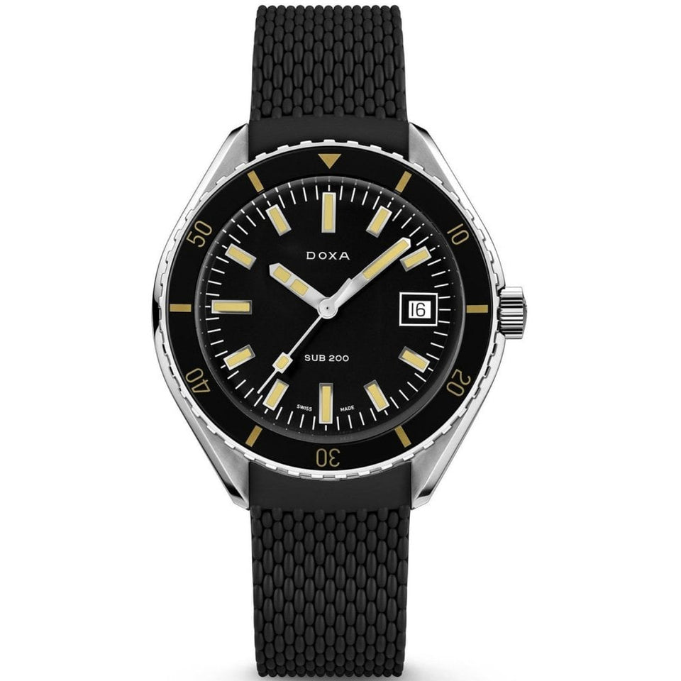 Doxa SUB 200 Sharkhunter Rubber Watch, Black