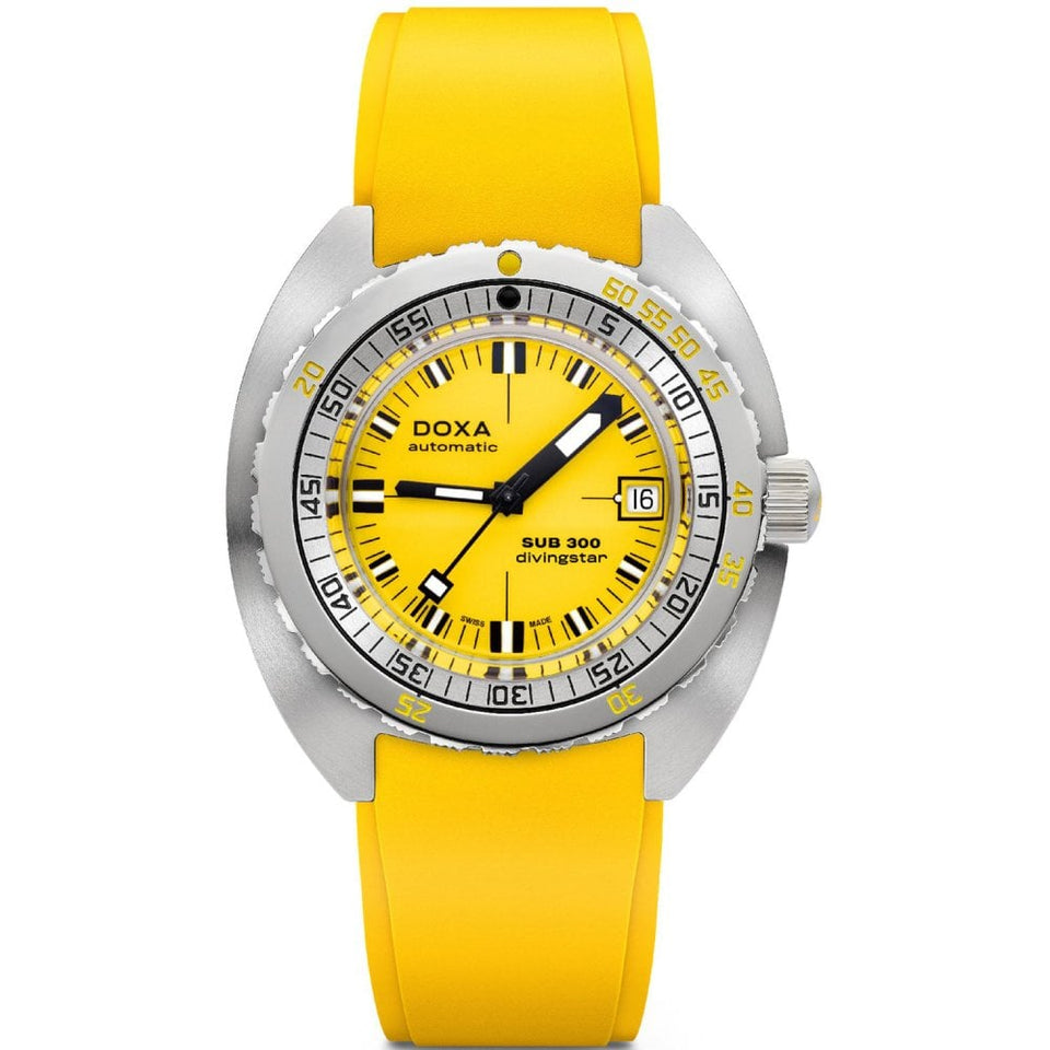 Doxa SUB 300 SS Divingstar Rubber Watch, Yellow