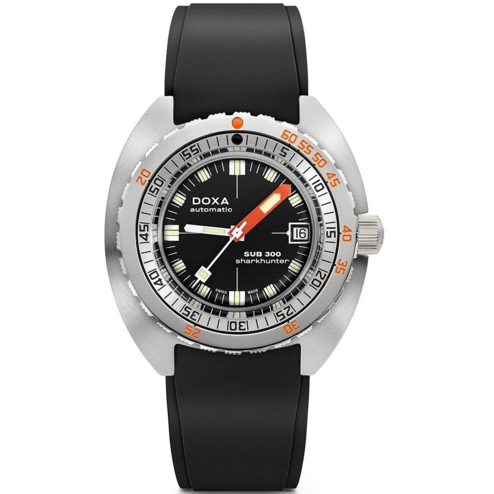 Doxa SUB 300 SS Sharkhunter Rubber Watch, Black
