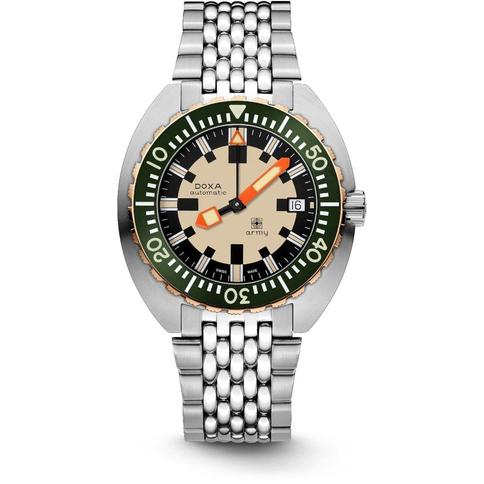 Doxa SUB 300T Army Automatic Diver Watch, Mesh Bracelet