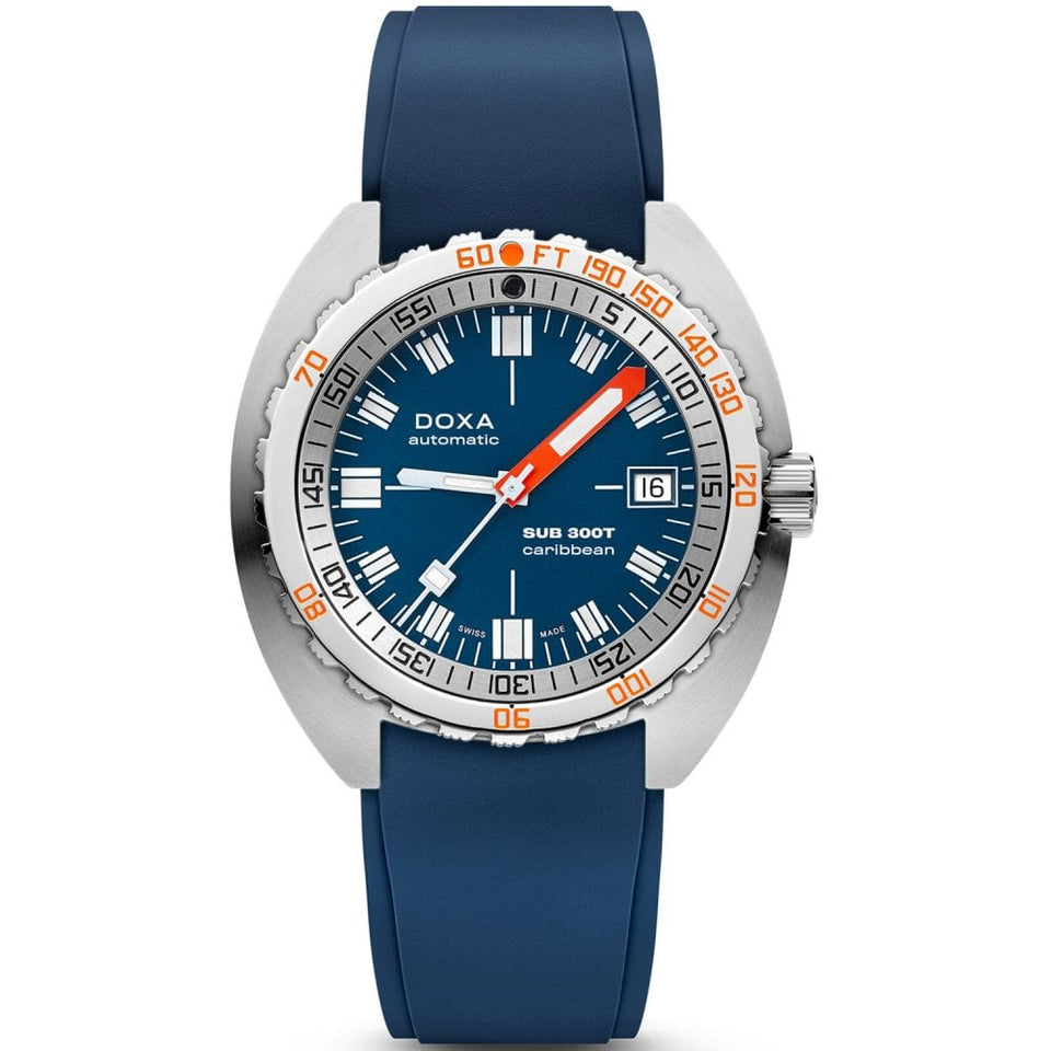 Doxa SUB 300T Caribbean Rubber Watch, Blue