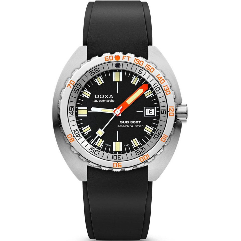 Doxa SUB 300T Sharkhunter Rubber Watch, Black