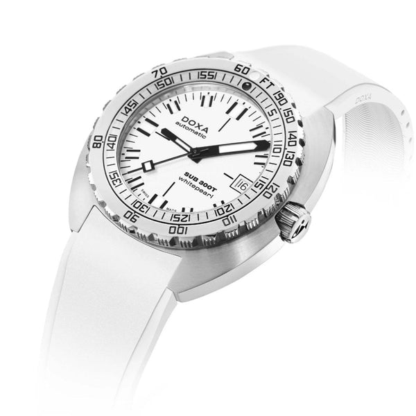Doxa SUB 300T Whitepearl Rubber Watch, White