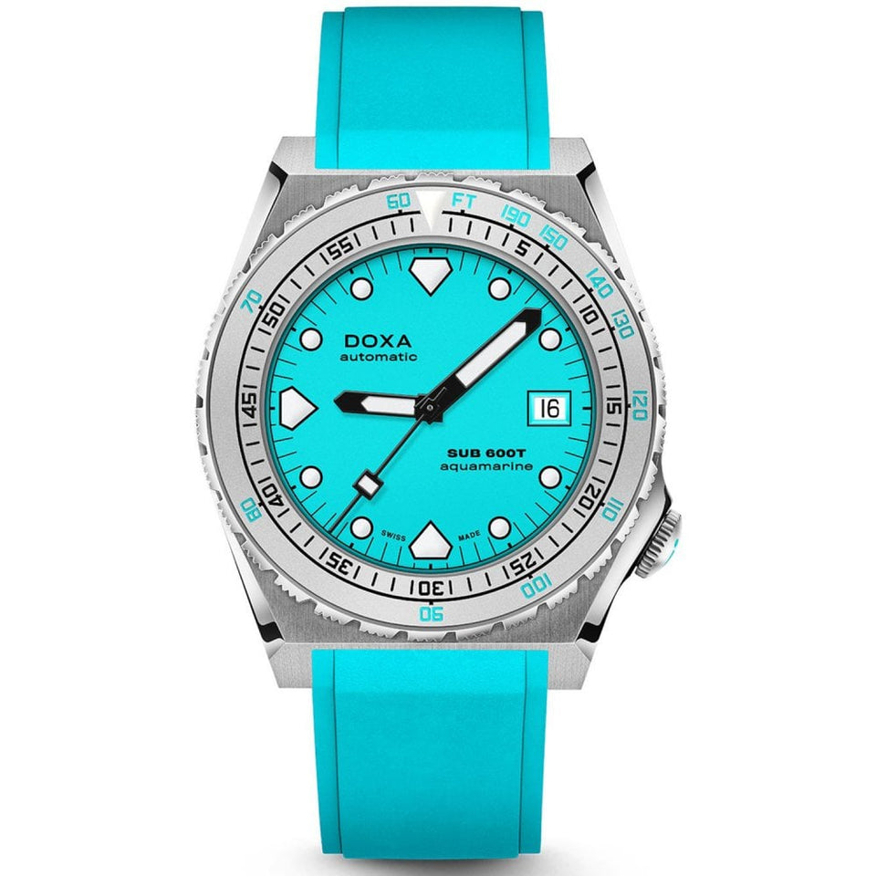 Doxa SUB 600T Aquamarine Rubber Watch, Blue
