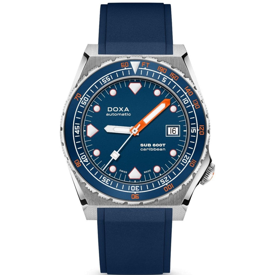 Doxa SUB 600T Caribbean Ceramic Rubber Watch, Blue