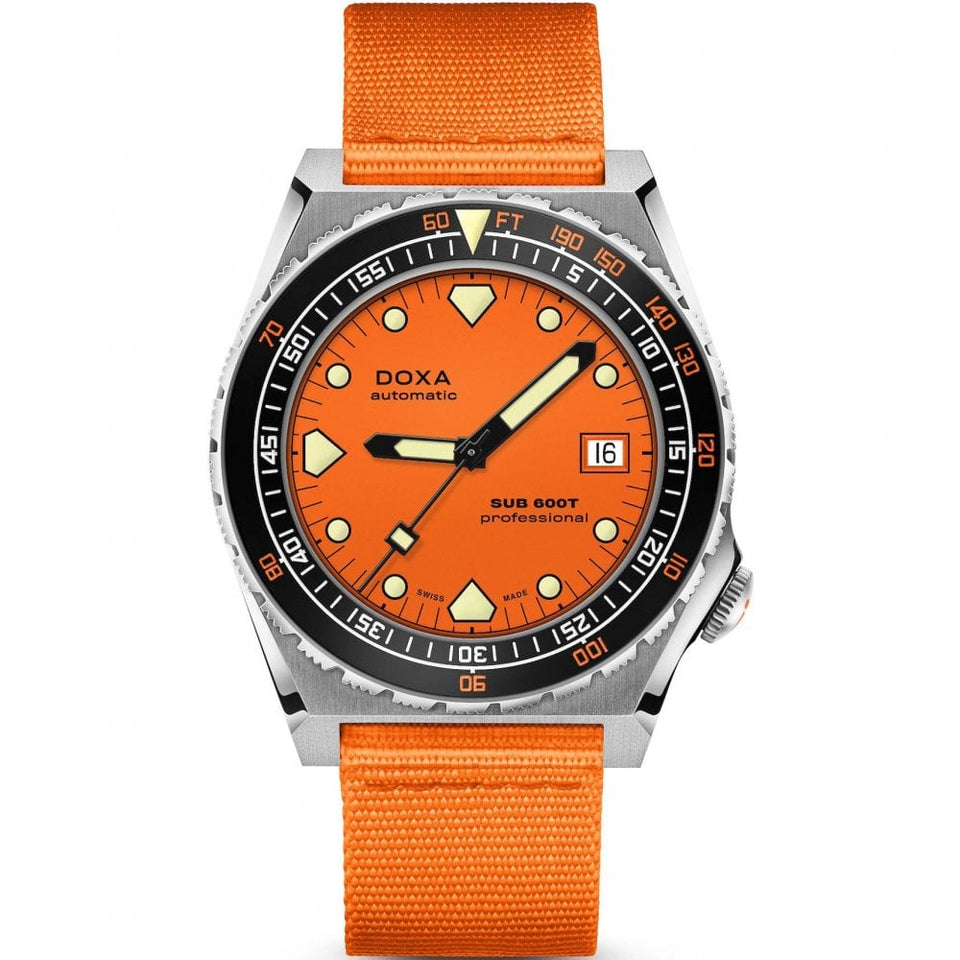 Doxa SUB 600T Professional Orange NATO Strap Watch
