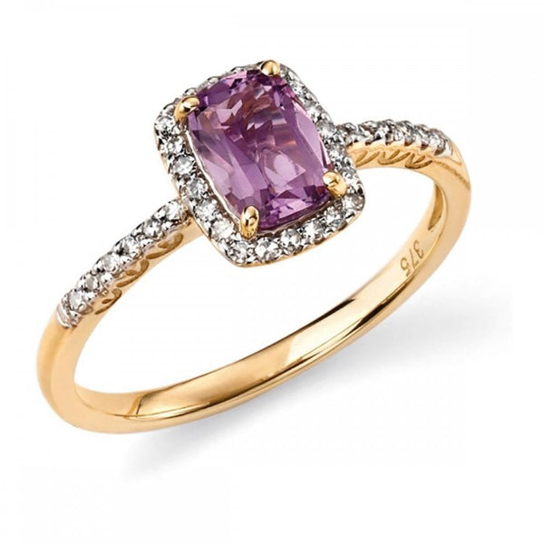 Francis & Gaye 9ct Gold Diamond and Amethyst Ring