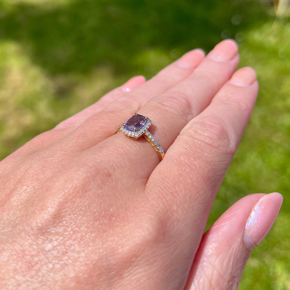 Francis & Gaye 9ct Gold Diamond and Amethyst Ring