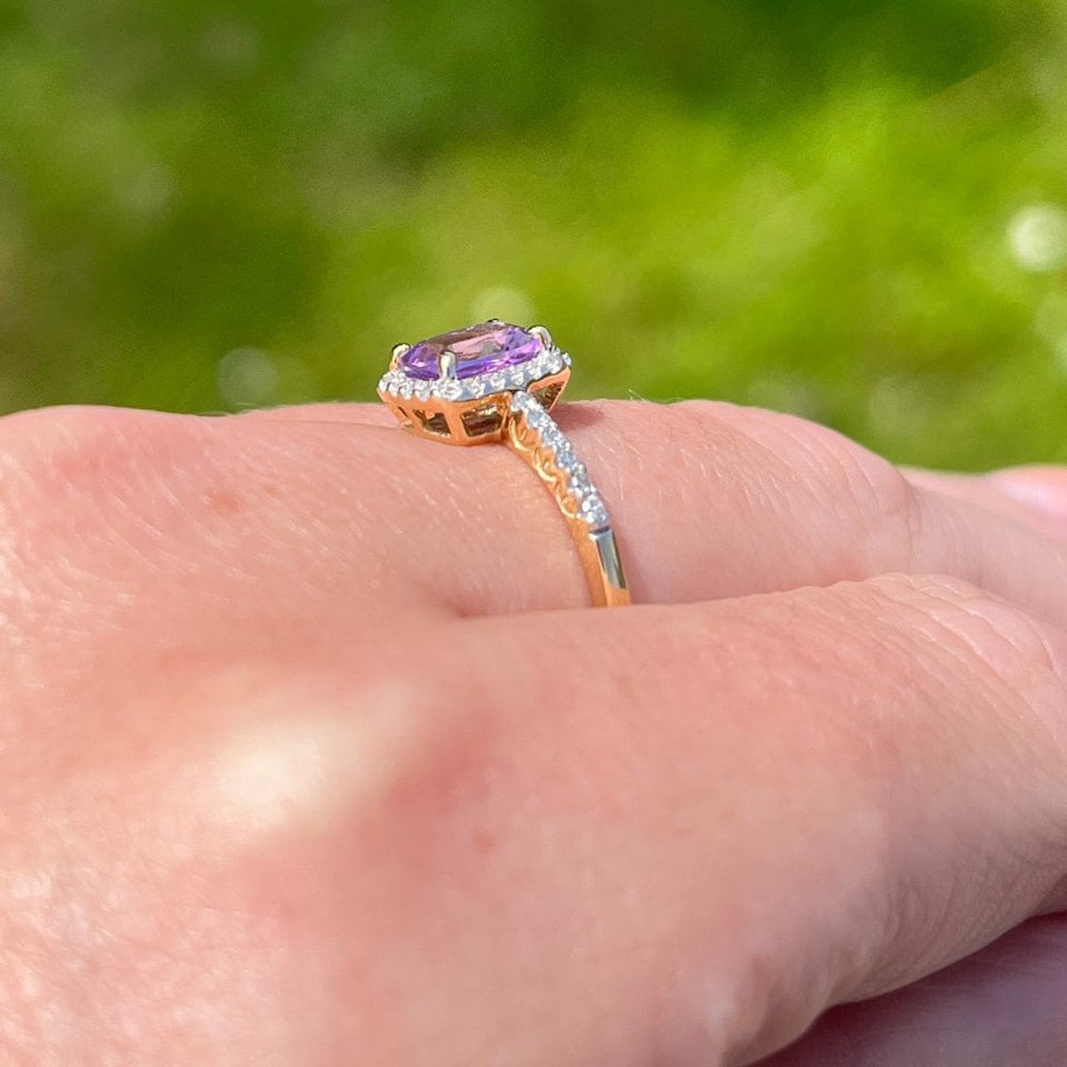 Francis & Gaye 9ct Gold Diamond and Amethyst Ring