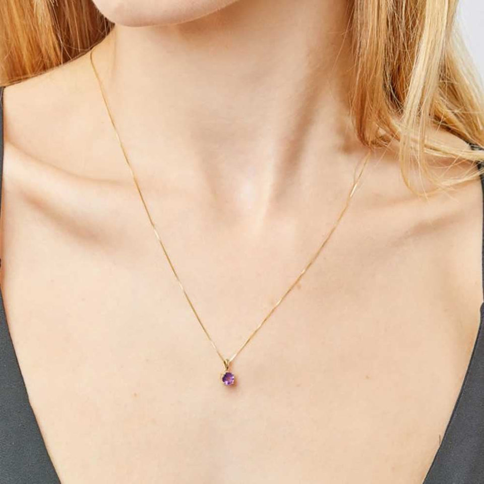 Francis & Gaye 9ct Gold February Birthstone Pendant - Amethyst