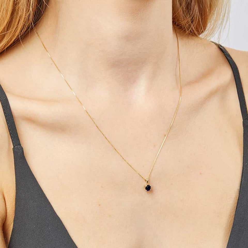 Francis & Gaye 9ct Gold September Birthstone Pendant - Created Sapphire