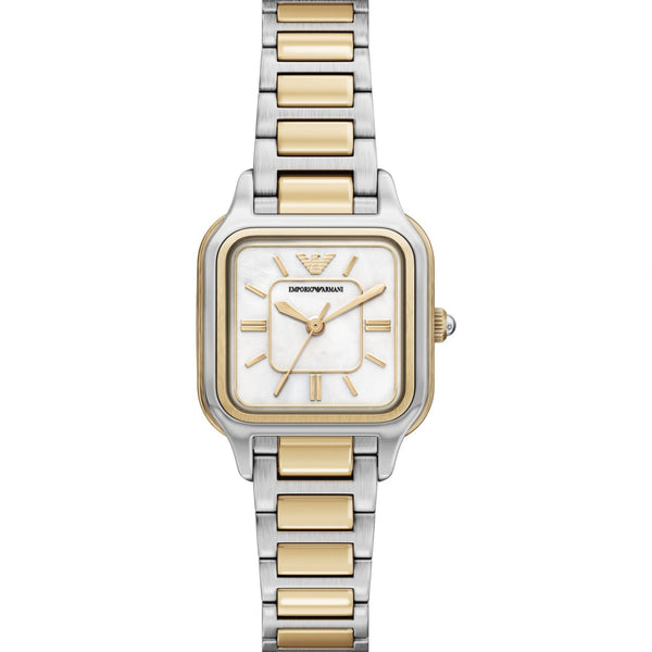 Emporio Armani Ladies Cecilia 35mm Mother Of Pearl Two Tone Watch