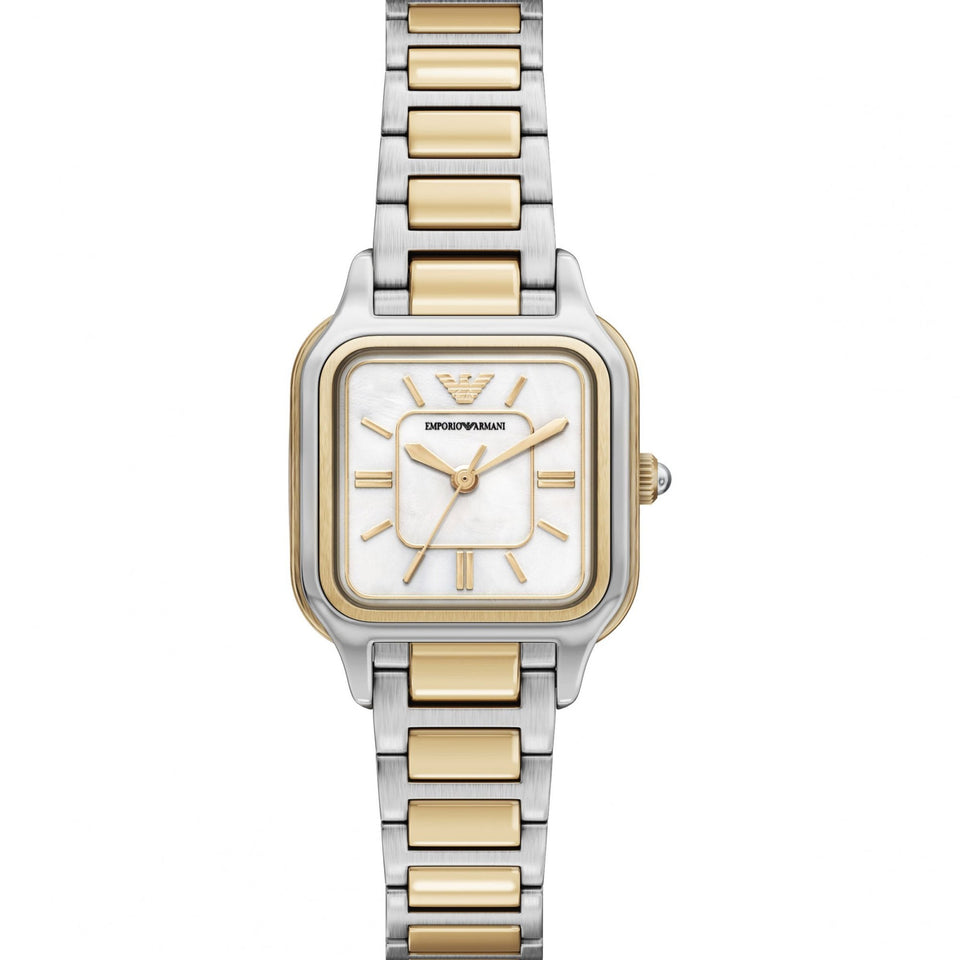 Emporio Armani Ladies Cecilia 35mm Mother Of Pearl Two Tone Watch