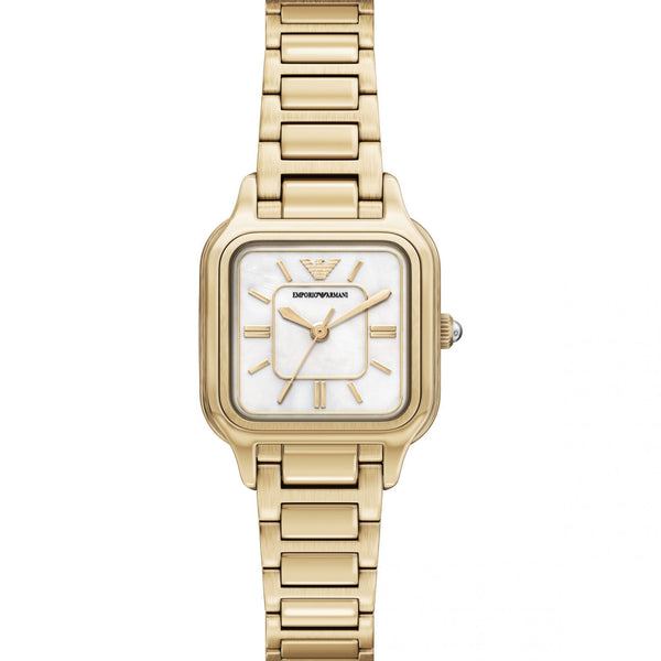 Emporio Armani Ladies Cecilia Gold Tone 35mm Mother Of Pearl Watch