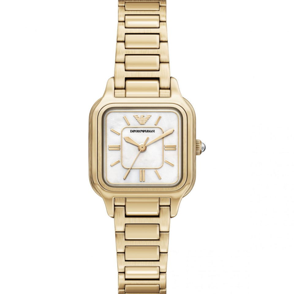 Emporio Armani Ladies Cecilia Gold Tone 35mm Mother Of Pearl Watch